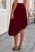 Wenrine Womens Burgundy Mesh Ruched Asymmetrica Midi Skirt