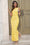 Wenrine Womens Yellow Floral Mesh Sleeveless Slit Bodycon Maxi Dress