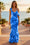 Wenrine Womens Blue Floral Spaghetti Strap Mermaid Bodycon Dress