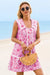 Wenrien Womens Pink Floral Collared Button Down Shirt Dress