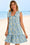 Wenrien Womens Light Blue Floral Collared Button Down Shirt Dress