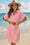 Wenrine Women's Pink Striped Button Up Belted Shirt Dress
