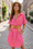 Wenrine Women's Rose Red Striped Button Up Belted Shirt Dress
