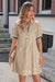 Wenrine Womens Khaki Striped Half Buton Collared Shirt Dresses