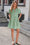 Wenrine Womens Green Striped Half Buton Collared Shirt Dresses