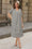 Wenrine Womens Black Striped Side Slit Shirt Maxi Dress