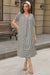 Wenrine Womens Black Striped Side Slit Shirt Maxi Dress