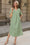 Wenrine Womens Army Green Striped Side Slit Shirt Maxi Dress