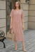 Wenrine Womens Brick Red Striped Side Slit Shirt Maxi Dress