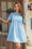 Wenrine Womens Light Blue Lace Sheer Mesh Babydoll Dresses