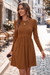 Wenrine Womens Light Brown Long Sleeve Mini Dresses