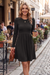 Wenrine Womens Black Long Sleeve Mini Dresses