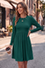Wenrine Womens Dark Green Long Sleeve Mini Dresses