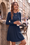 Wenrine Womens Navy Long Sleeve Mini Dresses