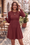 Wenrine Womens Brick Red Long Sleeve Mini Dresses