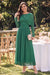 Wenrine Womens Dark Green Long Sleeve Maxi Dress