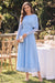 Wenrine Womens Light Blue Long Sleeve Maxi Dress