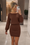 Wenrine Women Brown Off the Shoulder Sweater Dress