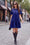 Wenrine Womens Royal Blue Velvet Mini Dress