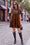 Wenrine Womens Brown Velvet Mini Dress