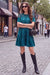 Wenrine Womens Lake Blue Velvet Mini Dress