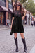 Wenrine Womens Black Velvet Mini Dress