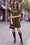 Wenrine Womens Army Green Velvet Mini Dress