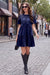 Wenrine Womens Navy Velvet Mini Dress