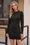 Wenrine Womens Black Bodycon Sweater Mini Dress