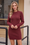 Wenrine Womens Burgundy Bodycon Sweater Mini Dress