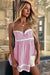 Wenrine Womens Pink Sweetheart Y2K Plaid Sundress Dresses