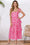 Wenrine Womens Light Pink Floral Tie Strap Tiered Smocked Dresses