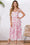 Wenrine Womens Pink Floral Tie Strap Tiered Smocked Dresses