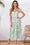 Wenrine Womens Green Floral Tie Strap Tiered Smocked Dresses