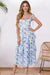Wenrine Womens Sky Blue Floral Tie Strap Tiered Smocked Dresses