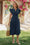 Wenrine Womens Navy Cap Sleeve Lace Elastic Waist Beach Dresses