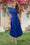 Wenrine Womens Royal Blue Button Decor.Textured Midi Dress