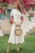 Wenrine Womens White Button Decor.Textured Midi Dress