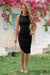 Wenrine Womens Black Asymmetrical Hem YK Bodycon Midi Dress