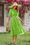Wenrine Womens Fluorescent Green Floral Short Puff Sleeve Beach Dresses