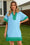 Wenrine Womens Blue Color Block Puff Sleeve Shirt Dresses