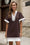 Wenrine Womens Brown Color Block Puff Sleeve Shirt Dresses