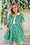 Wenrine Womens Green Floral Collared Button Down Mini Dress