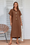 Wenrine Womens Brown Oversized Button Maxi Shirt Dress