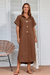 Wenrine Womens Brown Oversized Button Maxi Shirt Dress