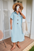 Wenrine Womens Light Blue Oversized Button Maxi Shirt Dress
