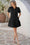 Wenrine Womens Black Textured Puff Short Sleeve Mini Dress