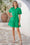 Wenrine Womens Green Textured Puff Short Sleeve Mini Dress