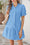 Wenrine Womens Sky Blue Textured Puff Short Sleeve Mini Dress