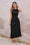 Wenrine Womens Black Sleeveless Ruched Back Zipper Maxi Dresses